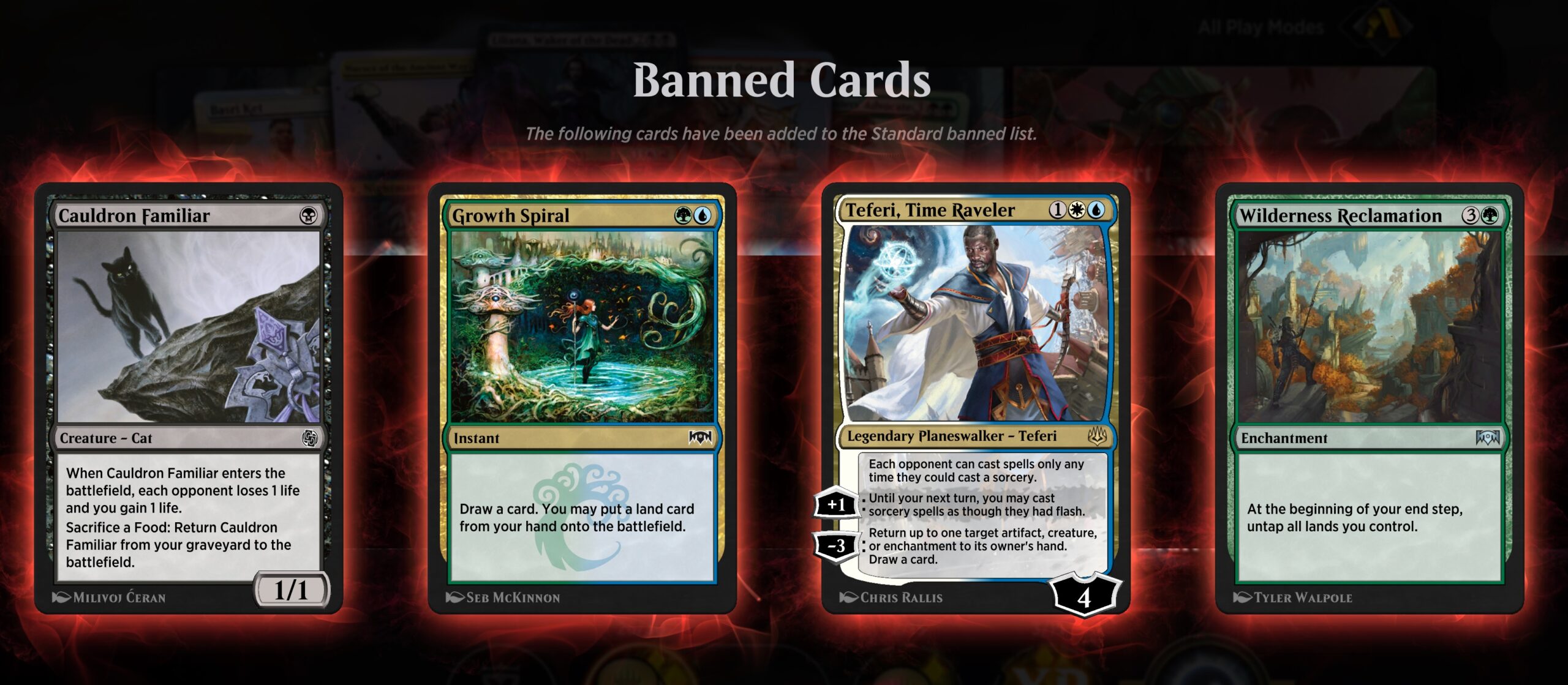 Magic: Arena just banned some very popular standard cards