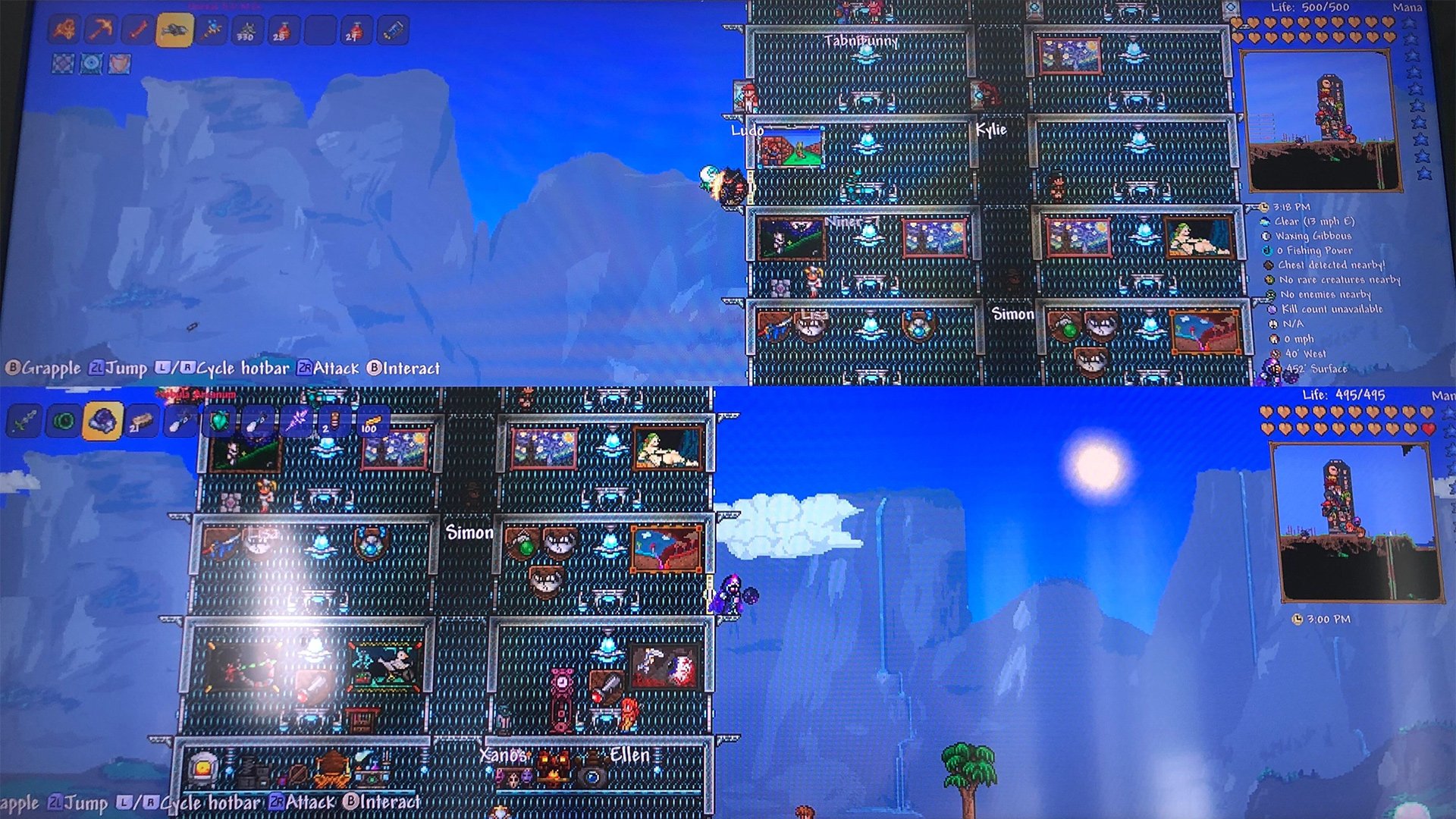 Terraria for Switch has two-player split-screen co-op