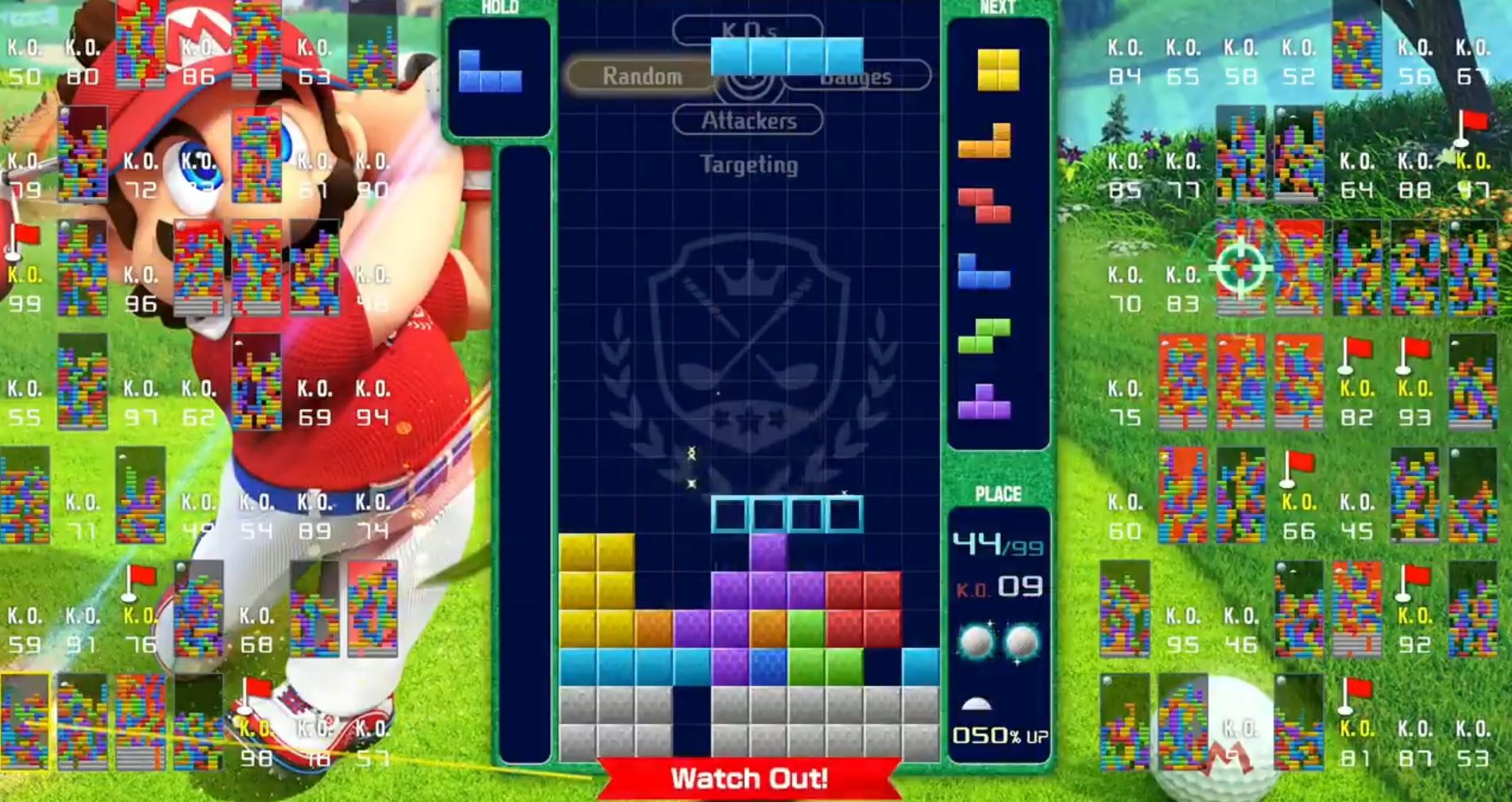 This weekend's Tetris 99 Maximus Cup features a Mario Golf: Super Rush theme