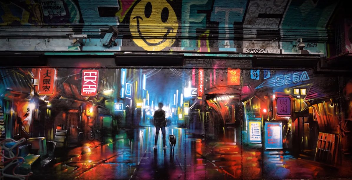 Lost Judgment London mural captured Kamurocho's neon nightlife