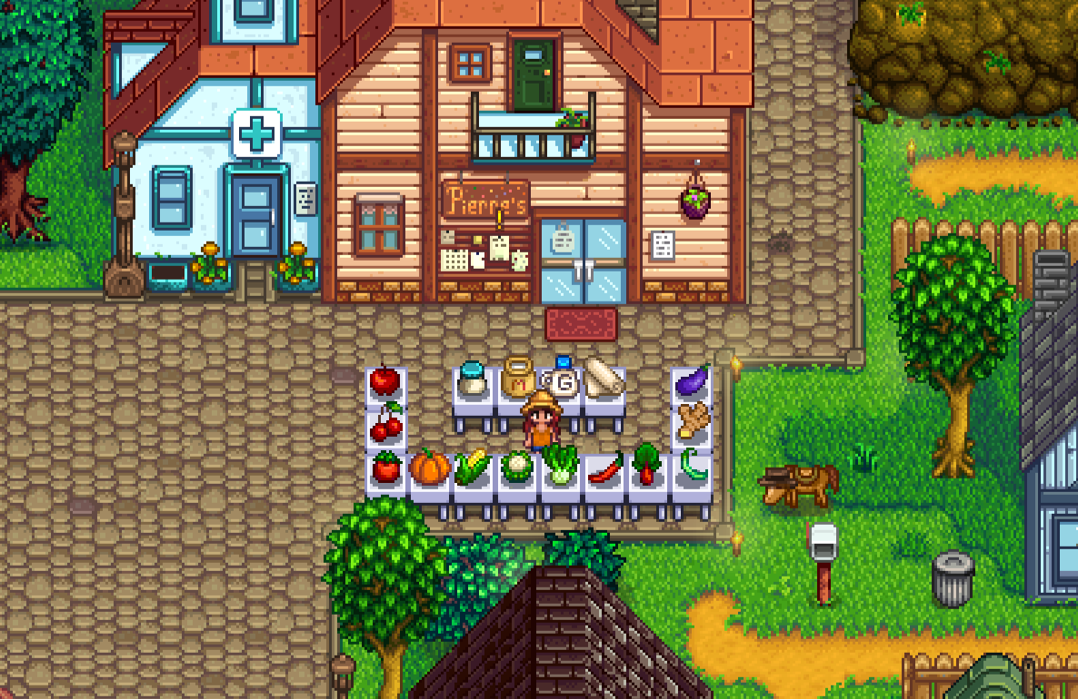 This Stardew Valley player set up a market right outside of Pierre's