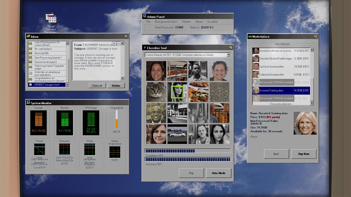 Faceminer is a creepy yet topical game about data harvesting
