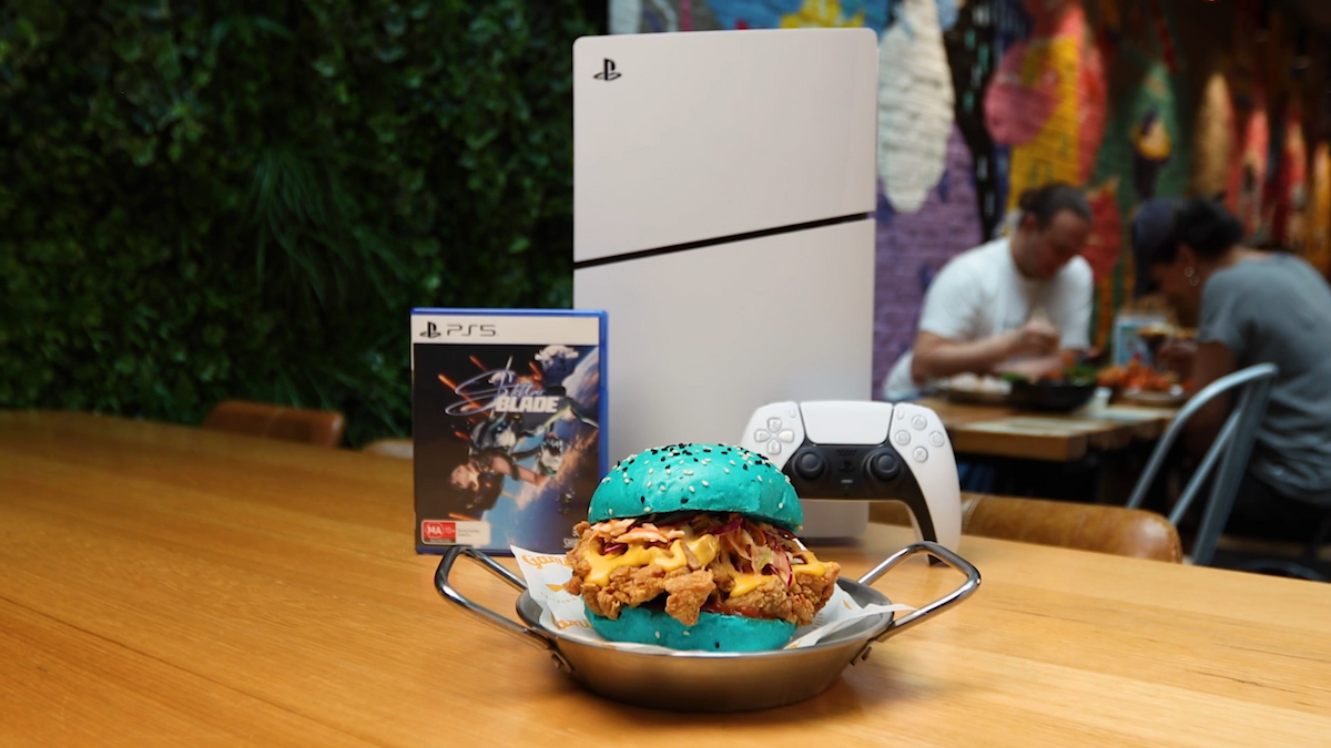 This bizarre Stellar Blade tie-in burger turns buns blue