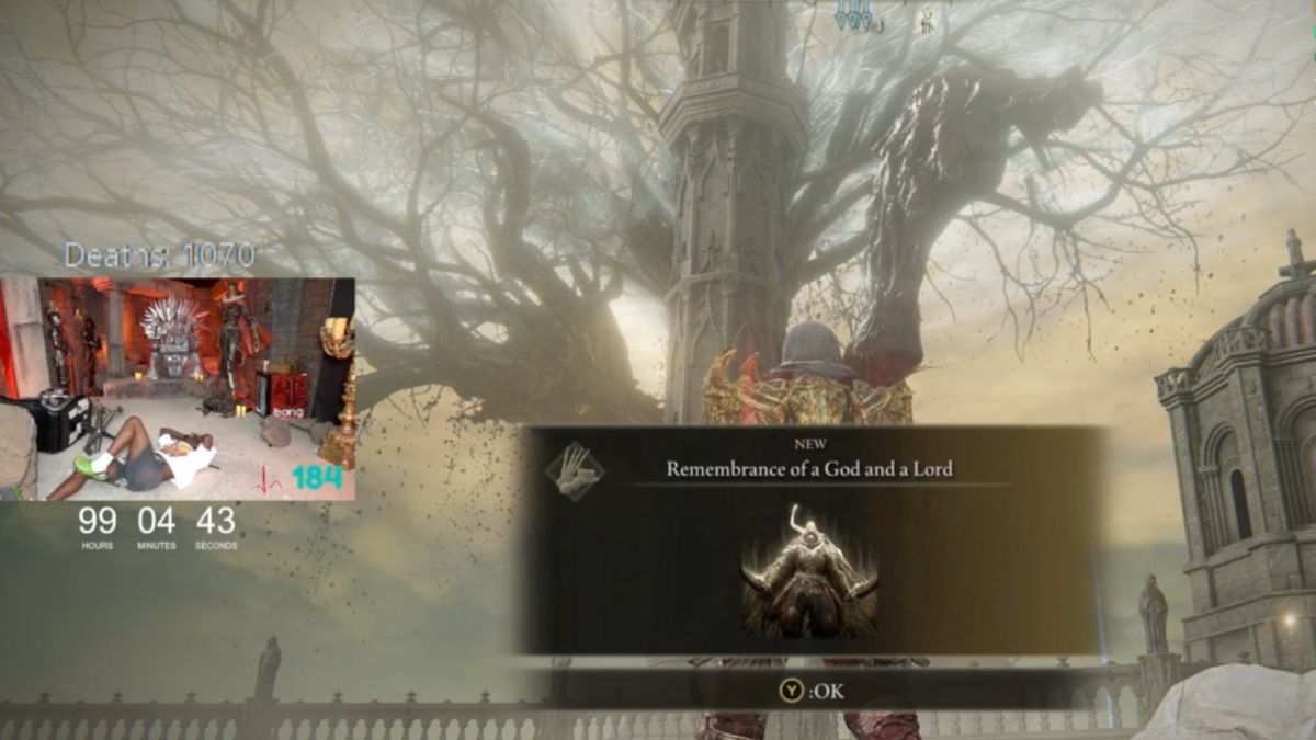 After 1,070 deaths and 99 hours, Kai Cenat beats Elden Ring DLC live on stream