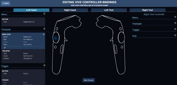 SteamVR Input Control Binding Valve