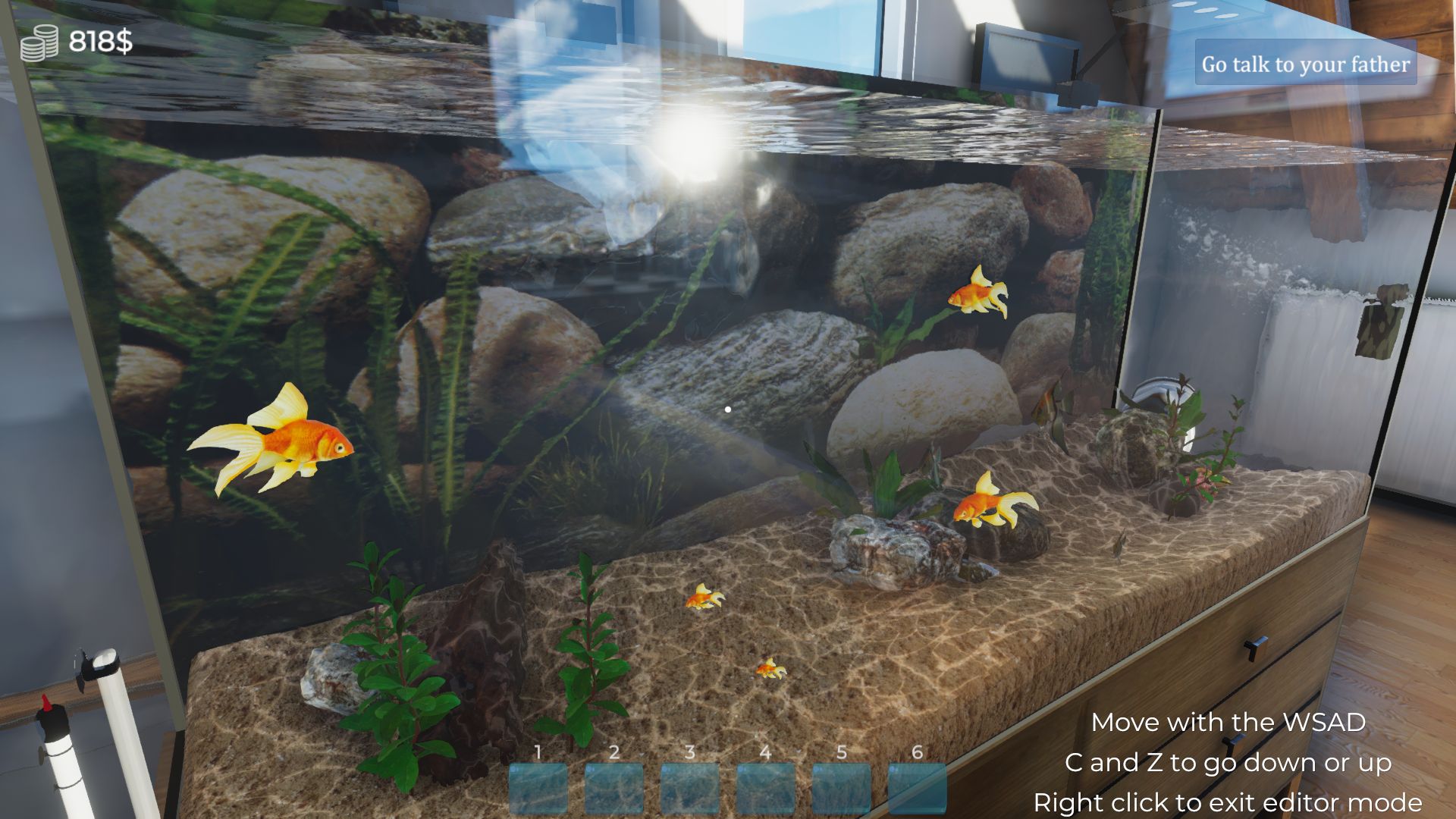 I am obsessed with this detailed but very weird aquarium sim