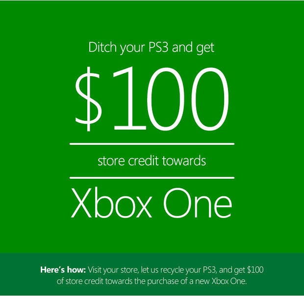 Microsoft offering $100 of store credit when you trade in a PS3 or Xbox 360