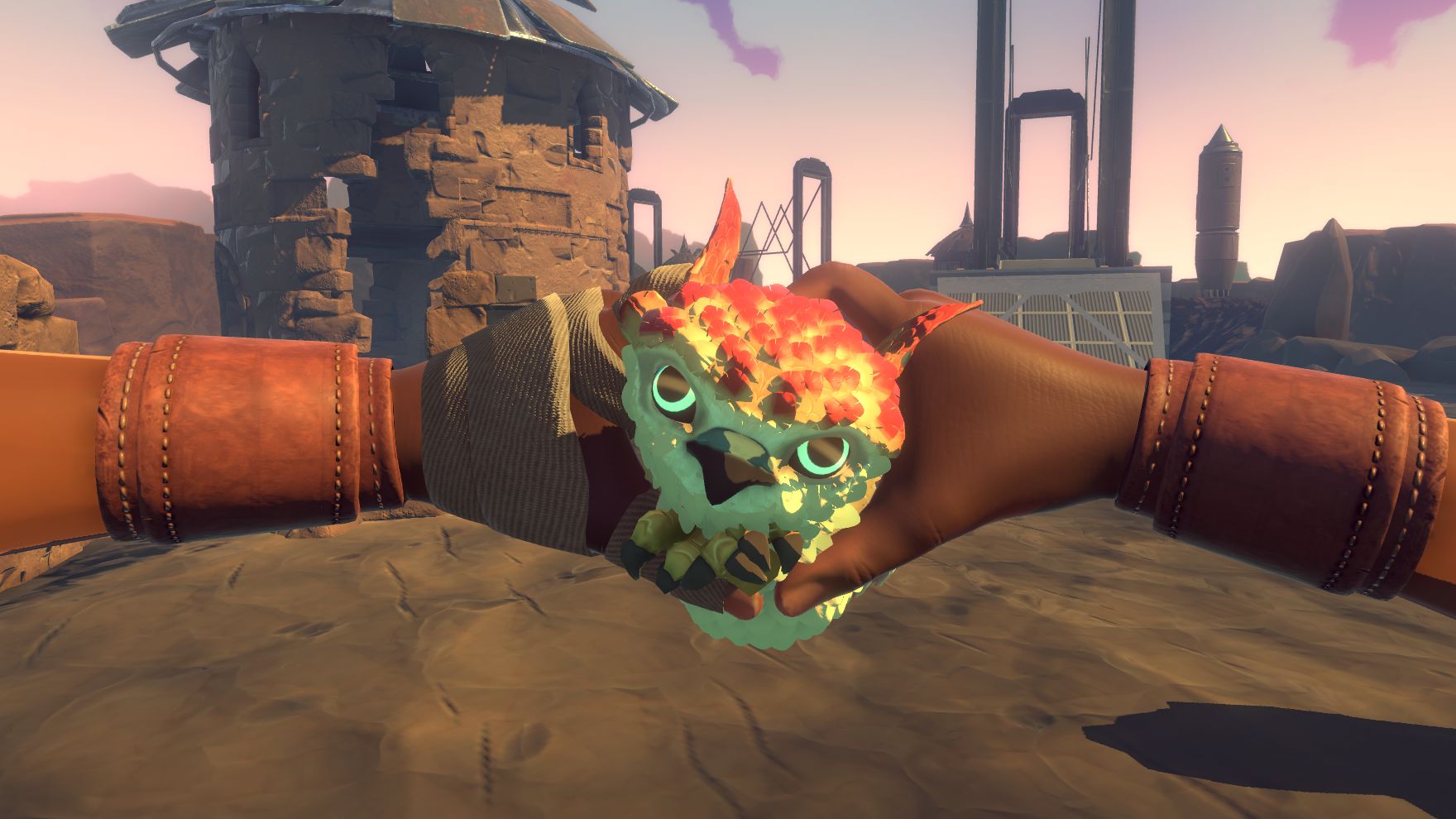 Give a falcon a beard, VR goggles, and make it fight colonial robots