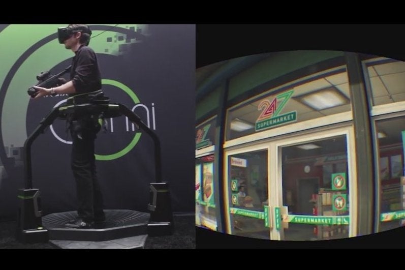 Grand Theft Auto 5 played on omni-directional treadmill and Oculus Rift