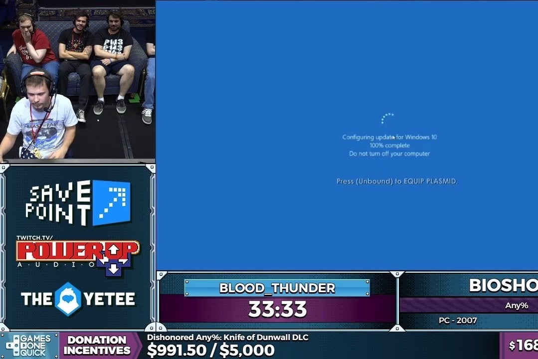 Live speedrun attempt interrupted by fake Windows 10 update