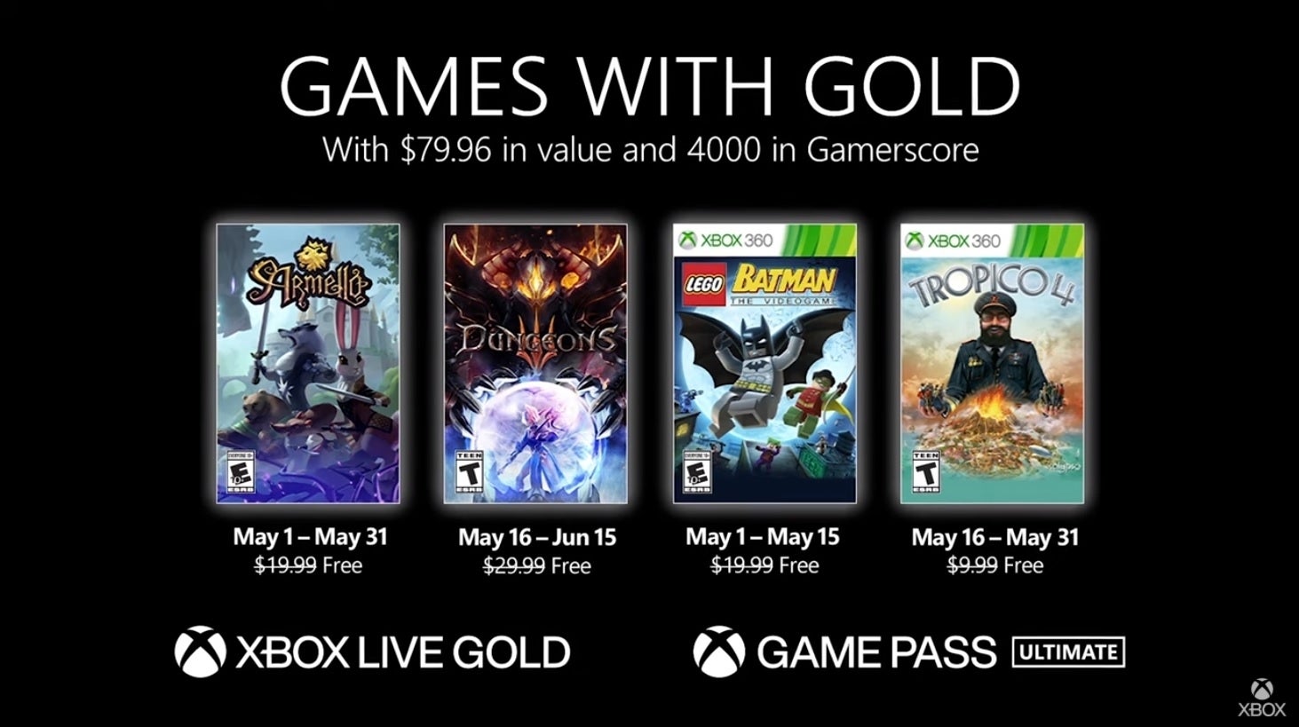 May's Xbox Games with Gold titles announced