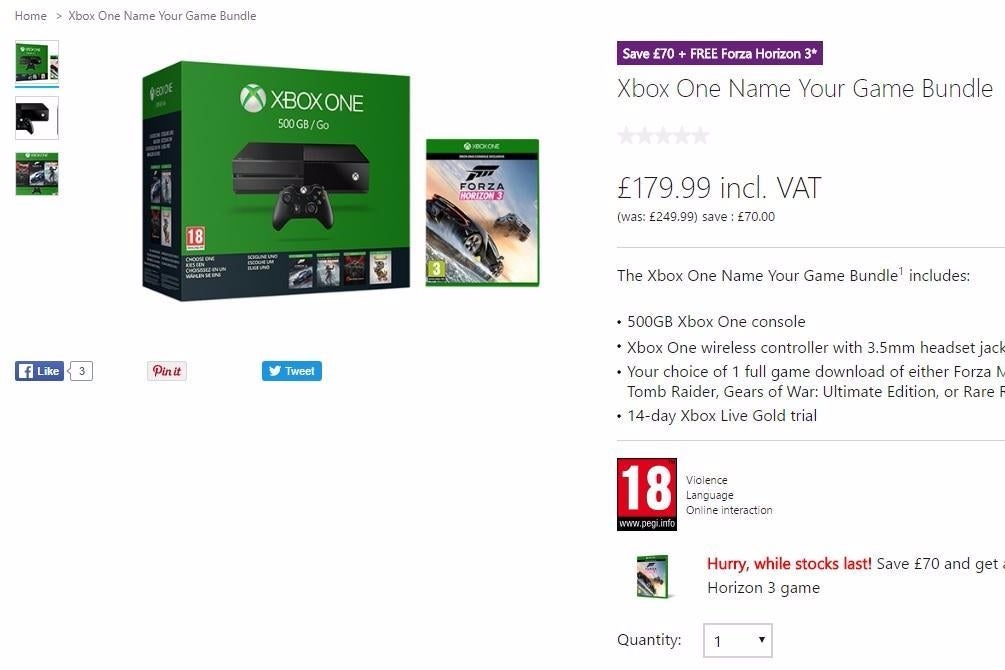 Microsoft selling original Xbox One bundles for £180