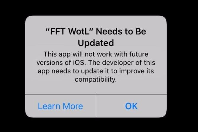 Older iPhone, iPad games now warn they'll soon become obsolete