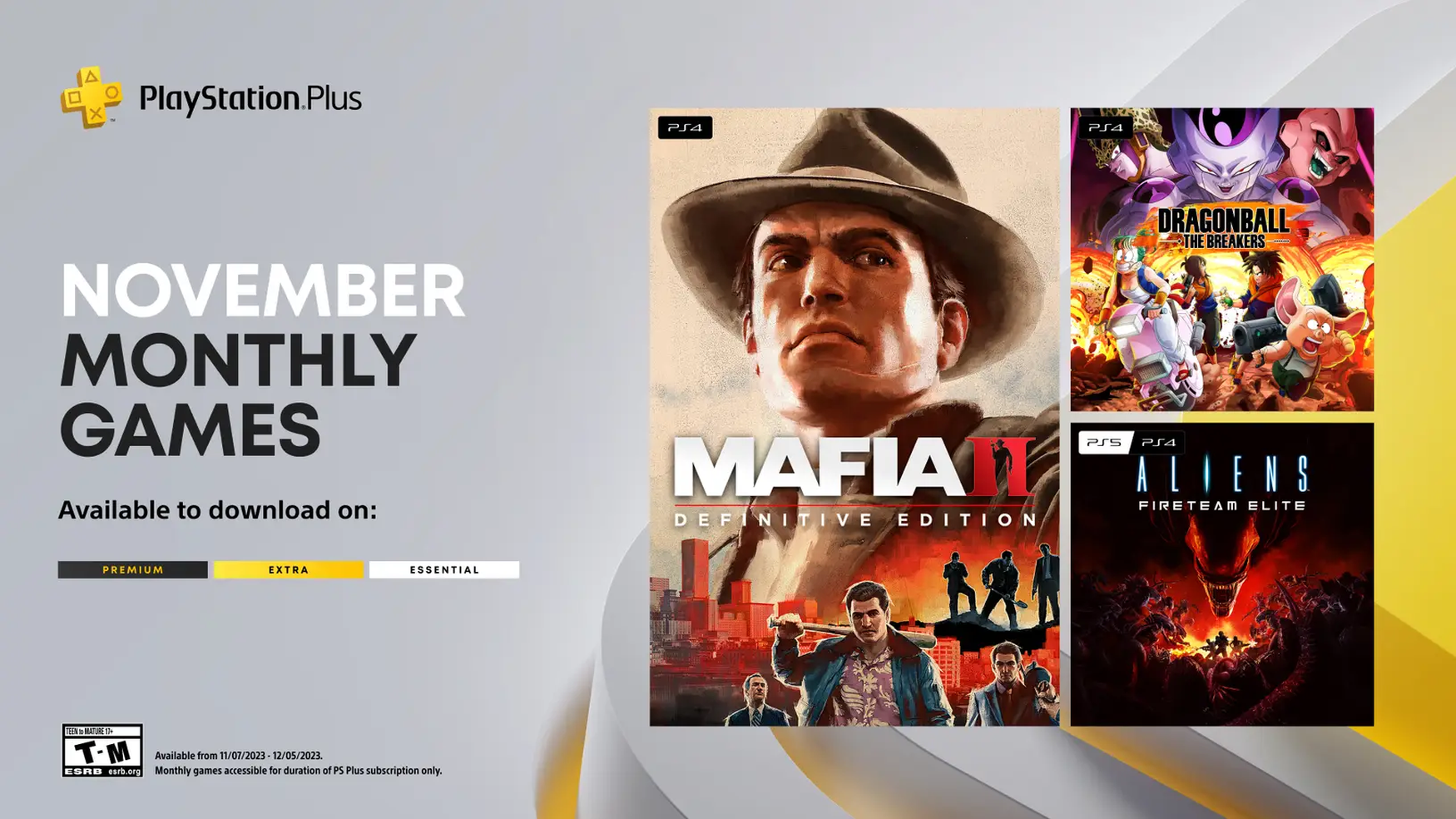 Aliens Fireteam Elite, Mafia 2: Definitive Edition, coming to PlayStation Plus in November