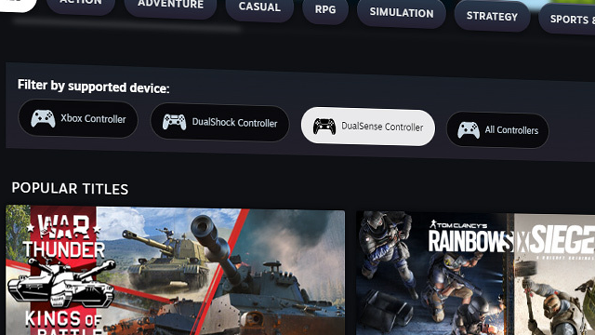 It's now much easier to find games on Steam that support PlayStation controllers