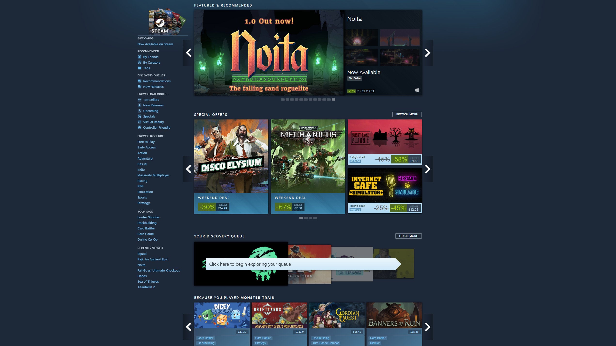Valve explain why Steam's front page shows what it shows