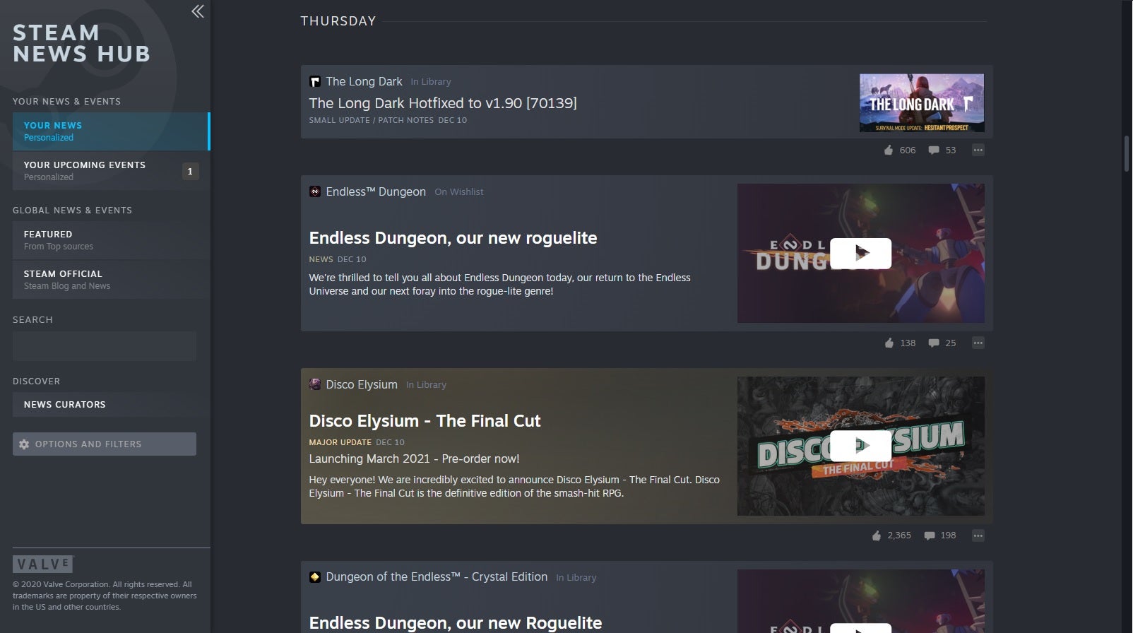 The Steam News Hub is now officially live