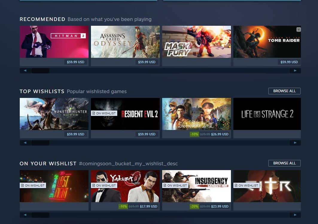 Steam's Upcoming Releases page has been made more personal