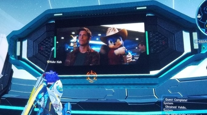 Those who manage to get into the Phantasy Star Online 2 beta can watch a Sonic movie trailer in the lobby