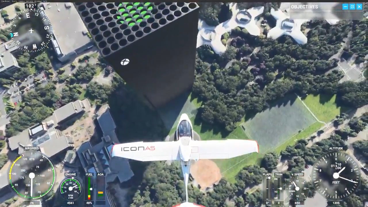 Someone added a giant Xbox Series X to Microsoft's HQ in Flight Simulator
