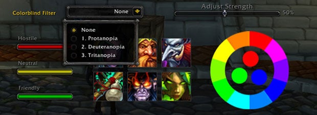 WoW Boosting Colour Blind Filter Options In 6.1