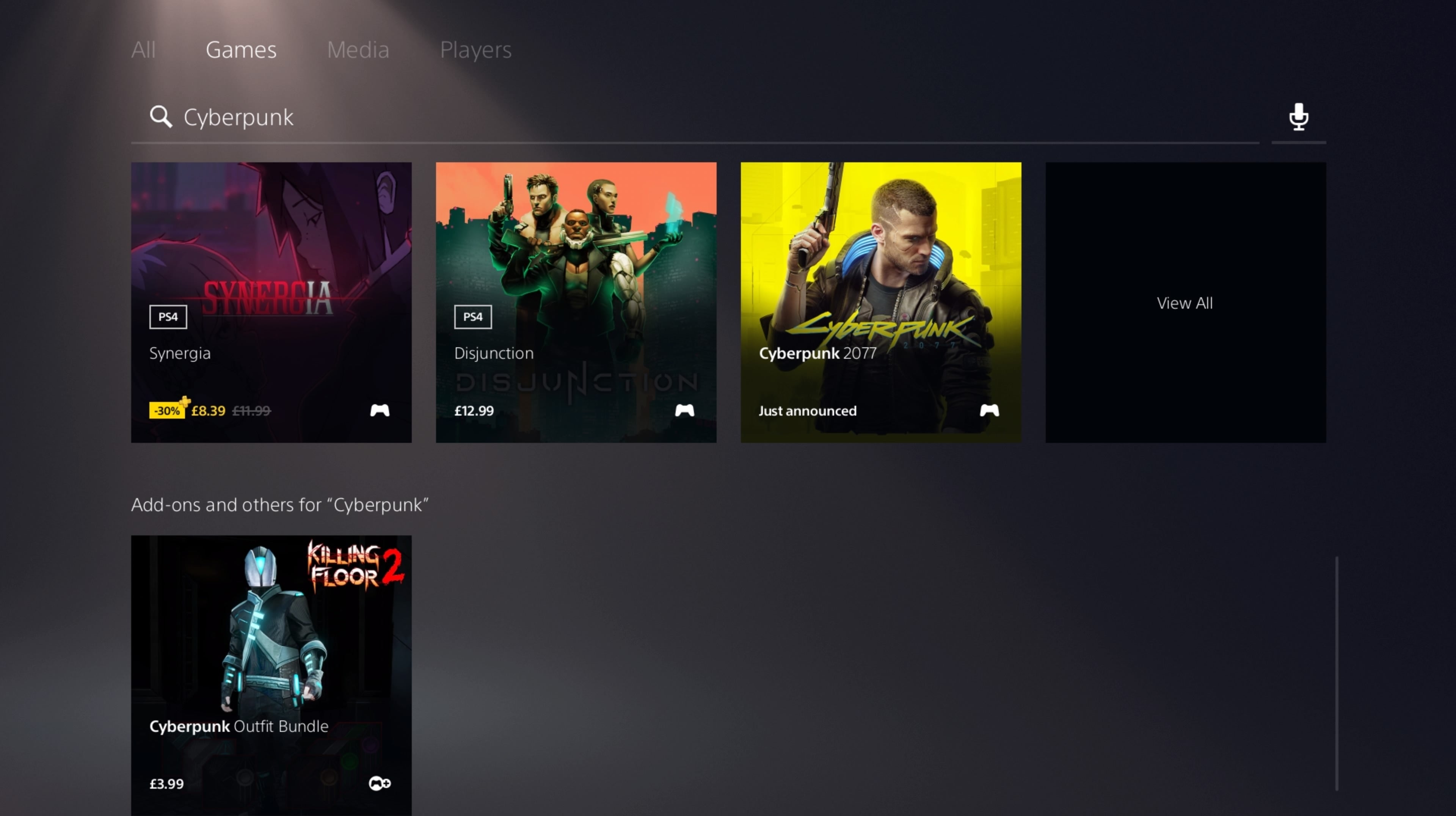 You can now search for and find Cyberpunk 2077 on the PlayStation Store - but you can't buy it yet