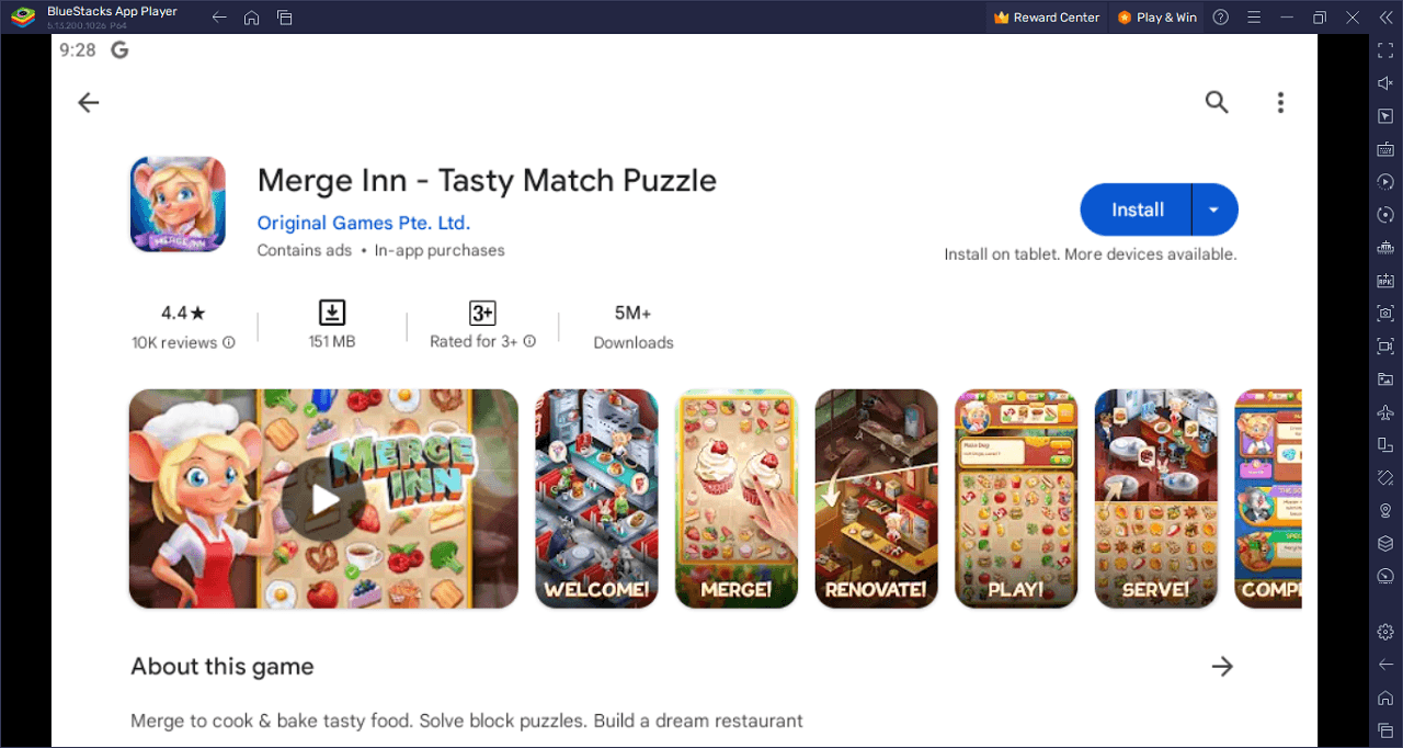 How to Play Merge Inn - Tasty Match Puzzle on PC With