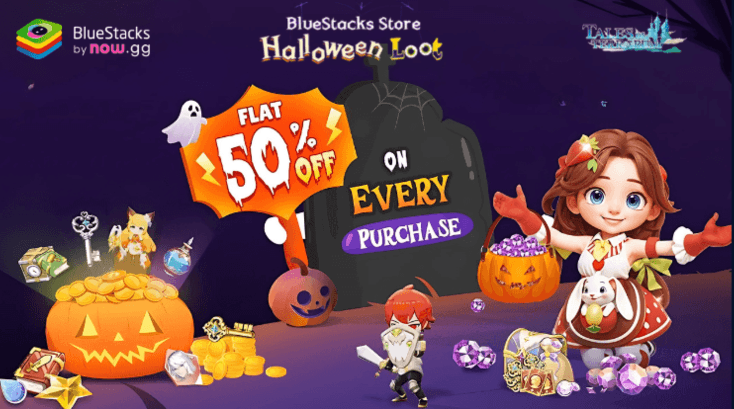 Préparez-vous pour le Butin d’Halloween sur le Store: 50% de Réduction sur Tous les Achats dans Tales of Terrarum !