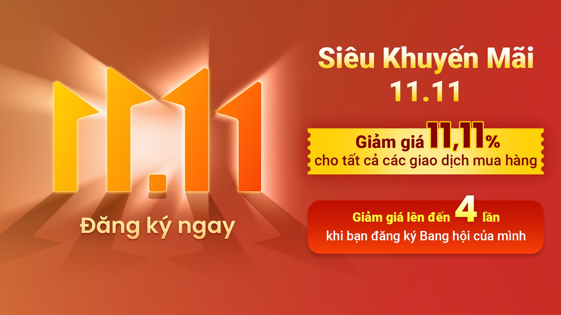 Tham gia Bang hội, nhận chiết khấu tối đa nhân dịp Sale 11/11 của