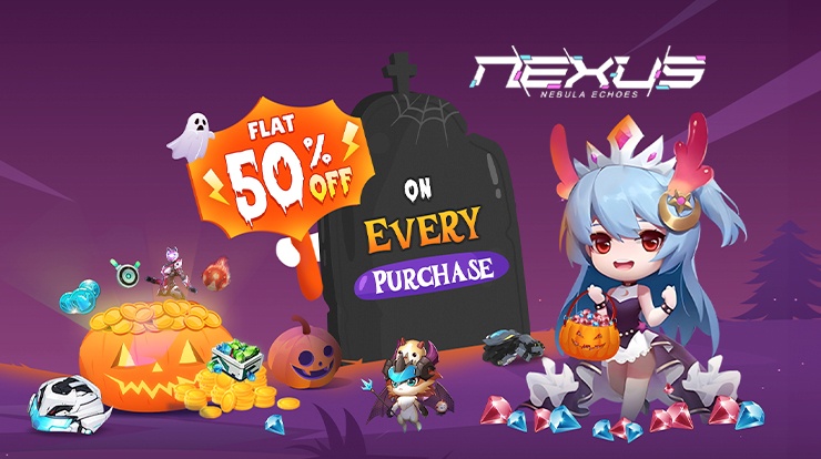 Fetch Flat 50% Off on Every Purchase for Nexus: Nebula Echoes with Halloween Loot