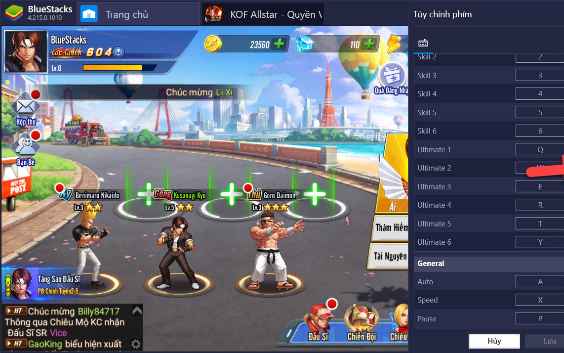 Hướng dẫn Chơi KOF AllStar - Quyền Vương Chiến trên PC với tính năng Game Controls