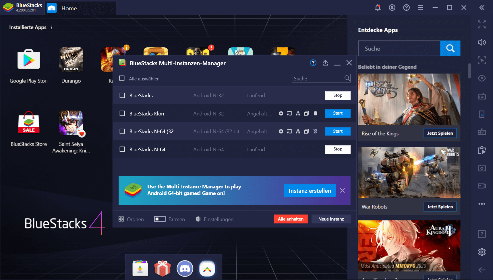 Version 4.200 – Spiele sowohl 64-Bit- als auch 32-Bit-Android-Spiele im selben Client