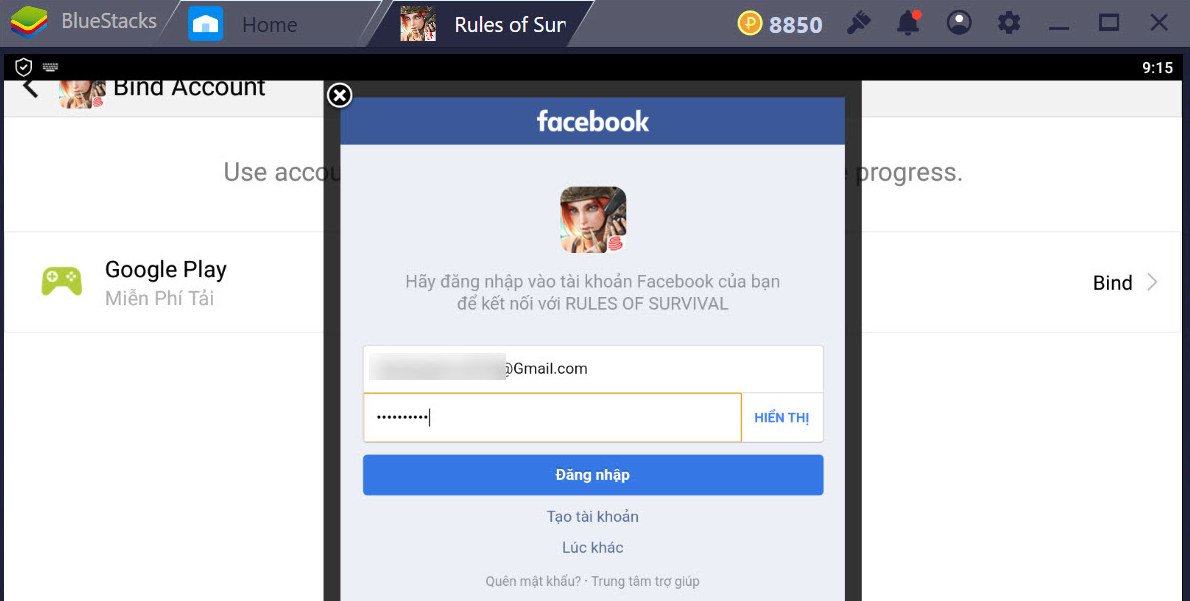 Hướng dẫn liên kết tài khoản Facebook, chuyển đổi tài khoản Rules of Survival trên
