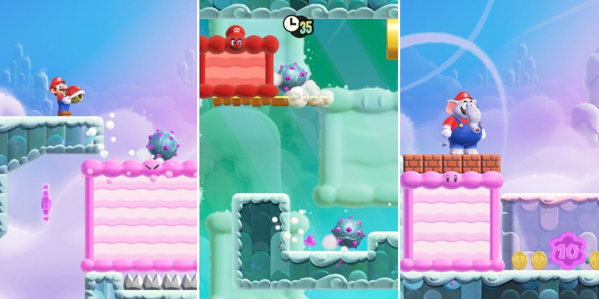 Super Mario Bros. Wonder: All Flower Coins And Wonder Seeds In Up 'N' Down With Puffy Lifts