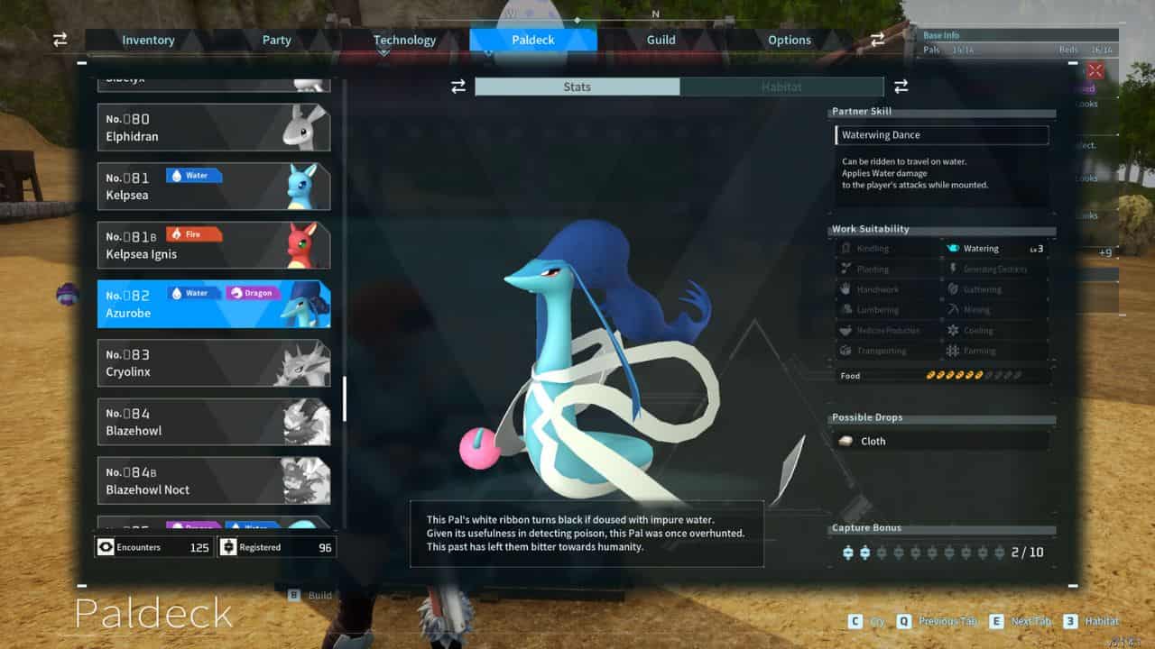 Azurobe Palworld - Azurobe spawn location, weaknesses, item drops, and breeding combinations