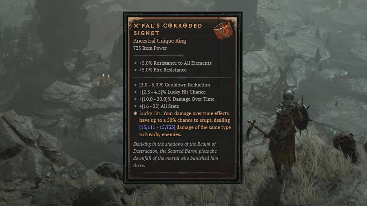 How to get X'Fal's Corroded Signet Ring in Diablo 4 - Location and Unique Effect