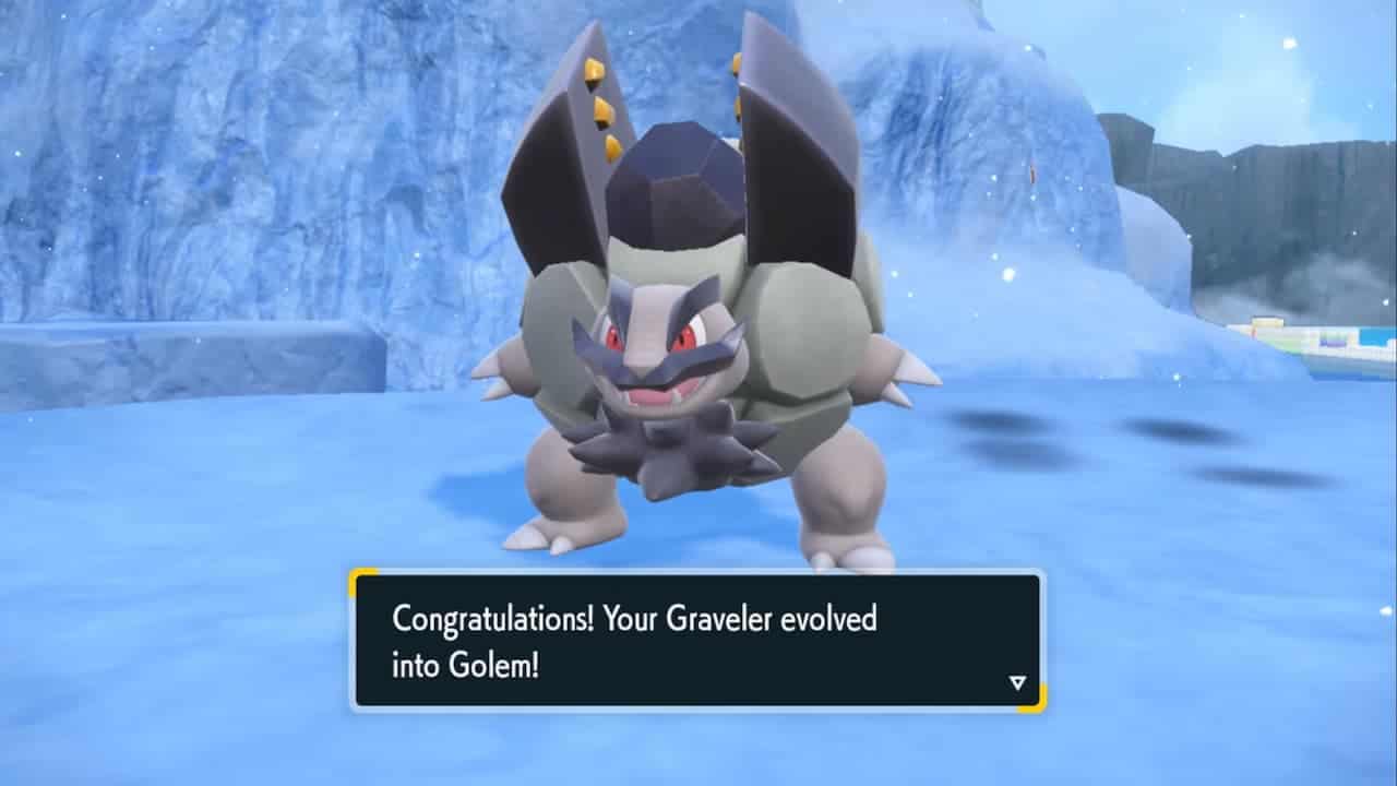 Pokémon Indigo Disk how to evolve Alolan Graveler into Alolan Golem