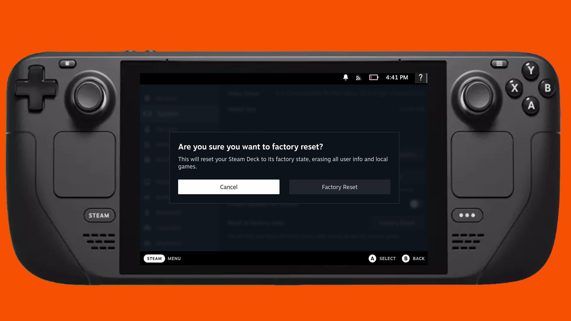 How to reset the Steam Deck