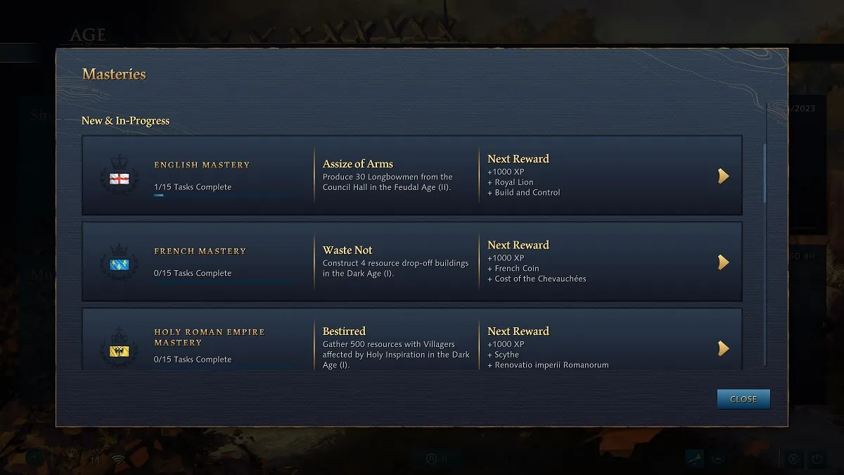 Age of Empires 4 Complete Masteries & Rewards Guide