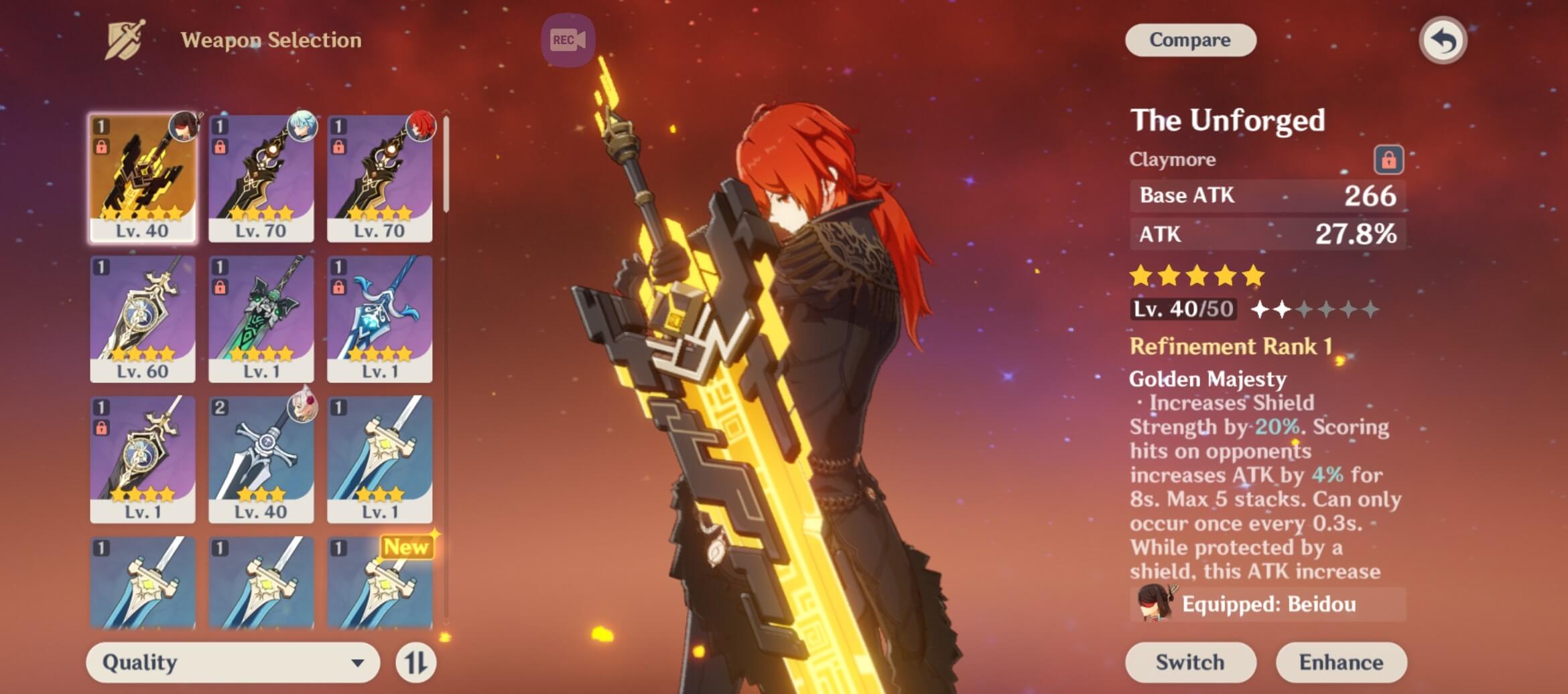 Unforged Claymore In Genshin Impact 2.1?