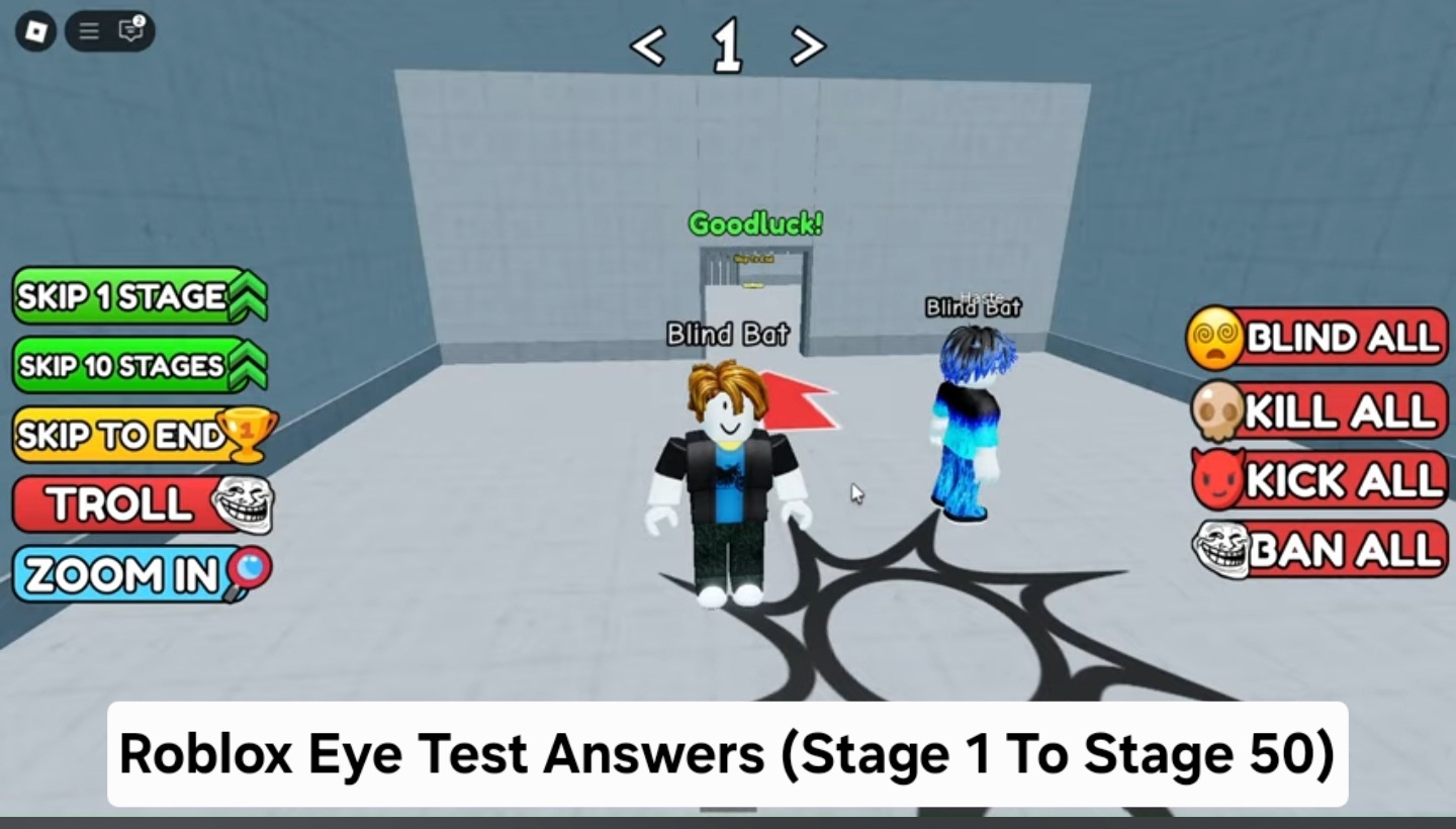 Roblox Eye Test All Answers (Stage 1 to 50)