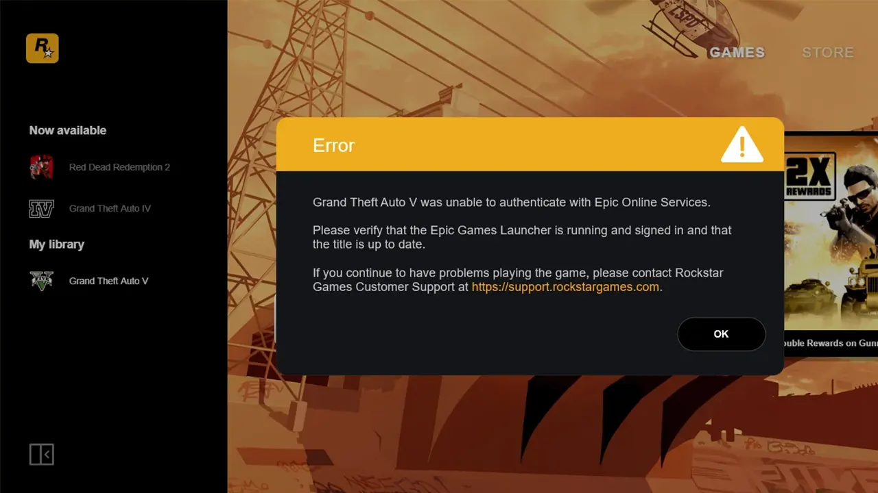 GTA 5 Was Unable To Authenticate With Epic Online Services - Fix
