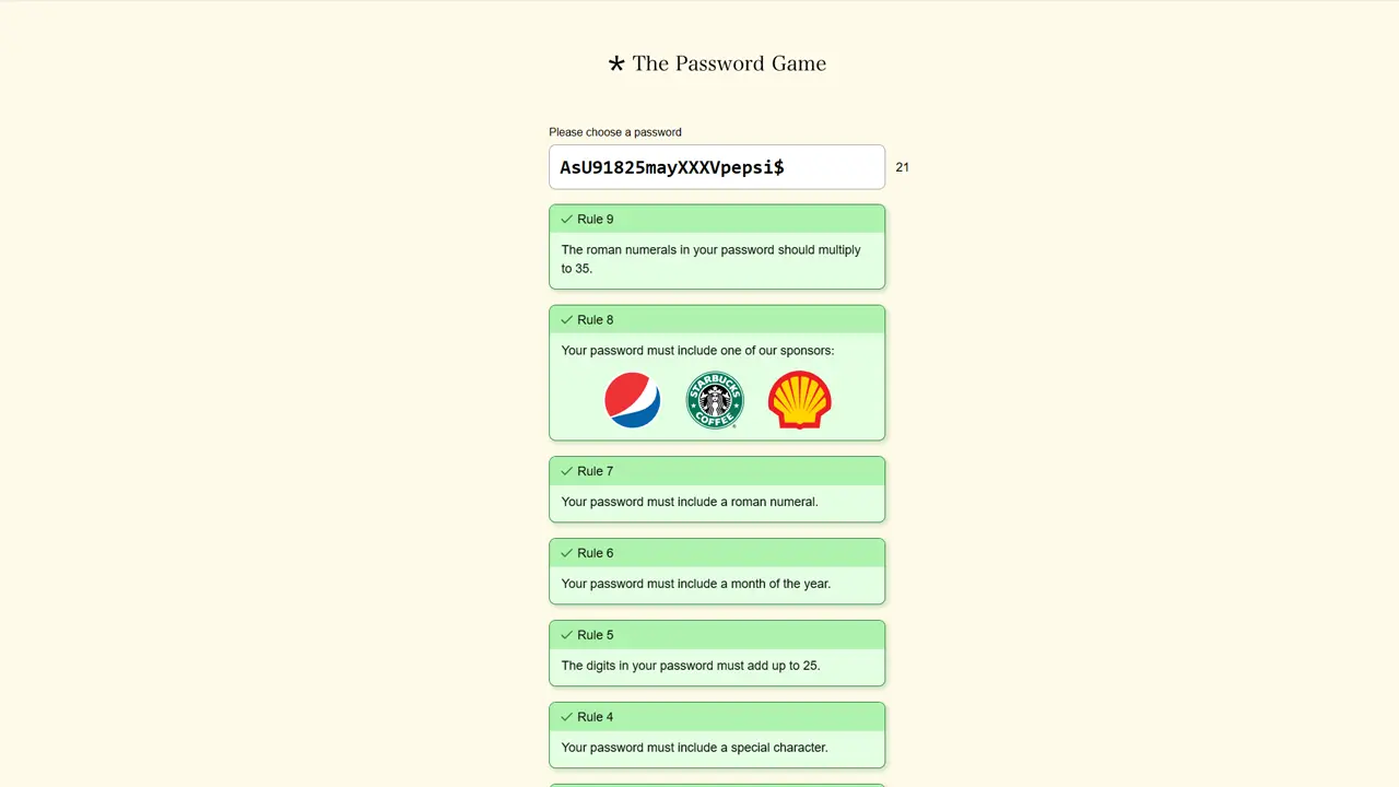 Roman Numerals Multiply to 35 Answer for Password Game