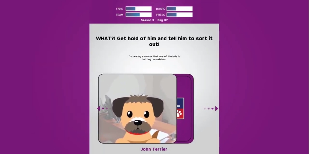 Woofball Manager is a Reigns-style game mixed with football and dog puns that's available for iOS now