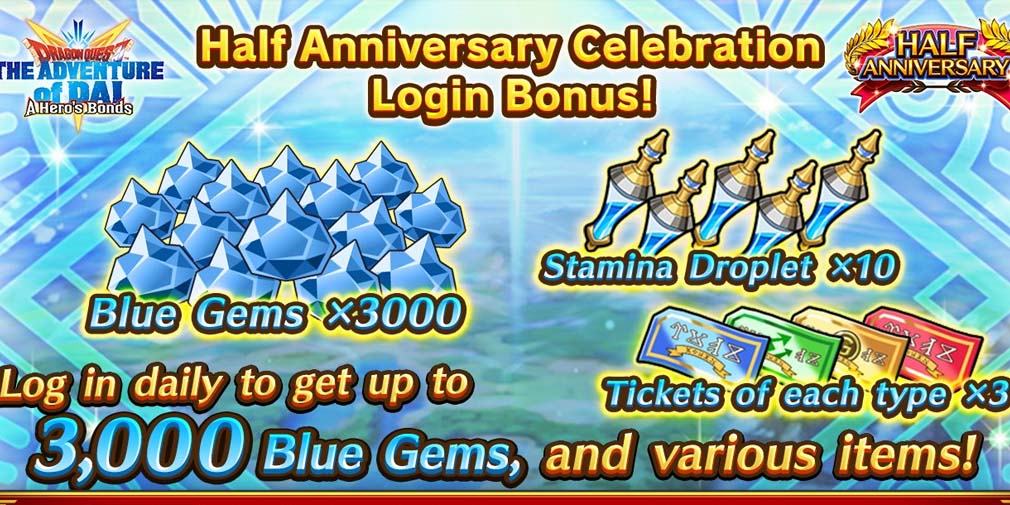 Dragon Quest The Adventure of Dai: A Hero’s Bonds is giving away up to 8,000 Blue Gems and more in half-anniversary update