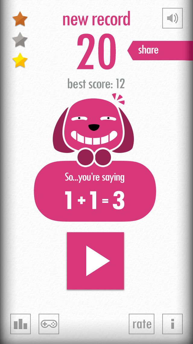 1+2=3 asks you to solve simple math equations against the clock