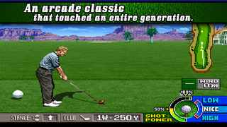 Practice your backswing in classic golf game Neo Turf Masters, available now on iOS and Android