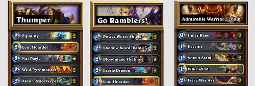 Winning decklists of the Hearthstone Chat Lethal Invitational published