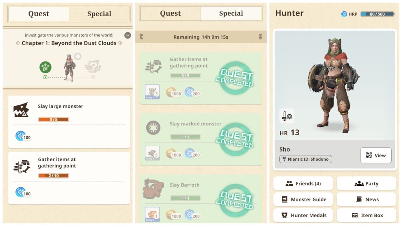 Monster Hunter Now Level Cap and HR Rewards