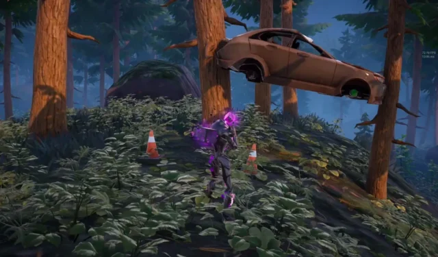 “History repeats itself”: Fortnite player gets their car stuck between two trees, community wants it memorialized